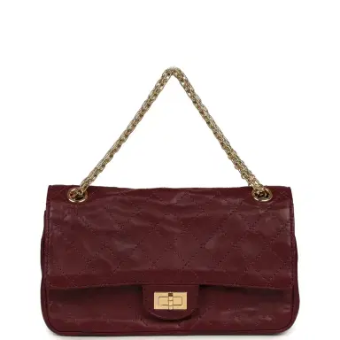 Chanel Chanel Small Reissue 225 2.55 Crush Double Flap Bag Burgundy Lambskin Gold Hardware | Thumbnail 7 Chanel Chanel Small Reissue 225 2.55 Crush Double Flap Bag Burgundy Lambskin Gold Hardware | Thumbnail 7