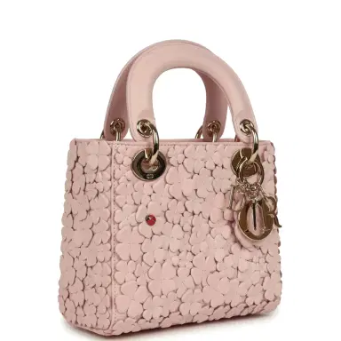 Dior Christian Dior Mini Lady Dior Bag "Clover" Rose Soupir Lambskin Light Gold Hardware | Thumbnail 2 Dior Christian Dior Mini Lady Dior Bag "Clover" Rose Soupir Lambskin Light Gold Hardware | Thumbnail 2