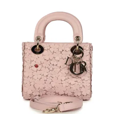 Dior Christian Dior Mini Lady Dior Bag "Clover" Rose Soupir Lambskin Light Gold Hardware | Thumbnail 1 Dior Christian Dior Mini Lady Dior Bag "Clover" Rose Soupir Lambskin Light Gold Hardware | Thumbnail 1