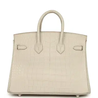 HERMÈS Hermes Birkin 25 Beton Matte Alligator Palladium Hardware | Thumbnail 4