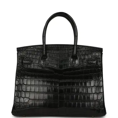 HERMÈS Hermes Birkin 30 Black Matte Niloticus Crocodile Gold Hardware | Thumbnail 4