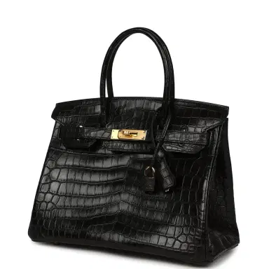 HERMÈS Hermes Birkin 30 Black Matte Niloticus Crocodile Gold Hardware | Thumbnail 5