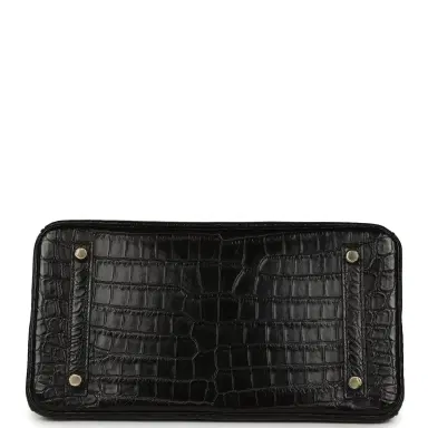 HERMÈS Hermes Birkin 30 Black Matte Niloticus Crocodile Gold Hardware | Thumbnail 6
