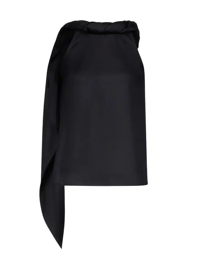 Wilma Twisted Collar Silk Top