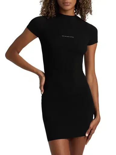 Alexander Wang Women's Jacquard Logo Crewneck Minidress - Black | Thumbnail 3 Alexander Wang Women's Jacquard Logo Crewneck Minidress - Black | Thumbnail 3