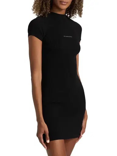 Alexander Wang Women's Jacquard Logo Crewneck Minidress - Black | Thumbnail 4 Alexander Wang Women's Jacquard Logo Crewneck Minidress - Black | Thumbnail 4