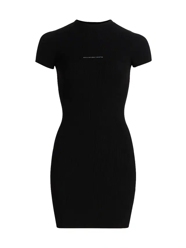 Women's Jacquard Logo Crewneck Minidress - Black