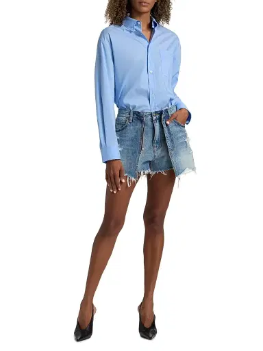 Alexander Wang Women's Pre-Styled Button-Front Skort Romper - Authentic Light Indigo | Thumbnail 2