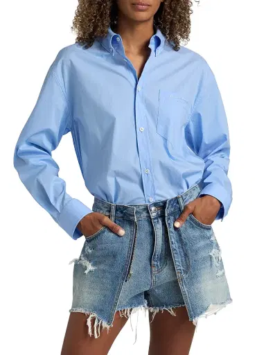 Alexander Wang Women's Pre-Styled Button-Front Skort Romper - Authentic Light Indigo | Thumbnail 3