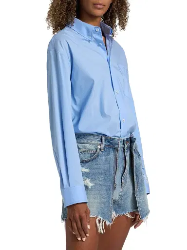 Alexander Wang Women's Pre-Styled Button-Front Skort Romper - Authentic Light Indigo | Thumbnail 4