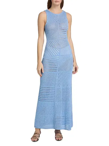 Solid & Striped Women's The Morenzo Knit Cover-Up Maxi Dress - Blue Lagoon - Size Large | Thumbnail 3