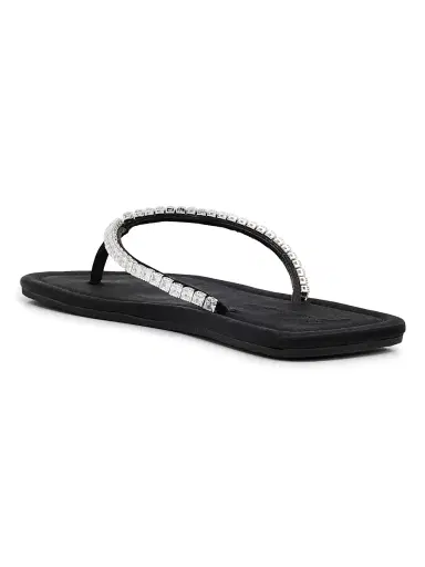 Giuseppe Zanotti Women's Raso Nero Crystal-Embellished Silk Flat Sandals - Black - Size 10.5 | Thumbnail 3