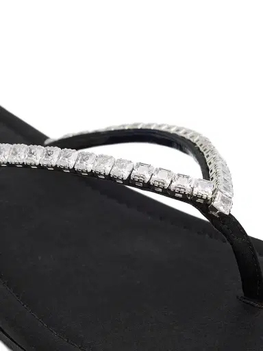 Giuseppe Zanotti Women's Raso Nero Crystal-Embellished Silk Flat Sandals - Black - Size 10.5 | Thumbnail 5