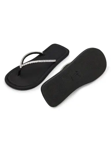 Giuseppe Zanotti Women's Raso Nero Crystal-Embellished Silk Flat Sandals - Black - Size 10.5 | Thumbnail 6