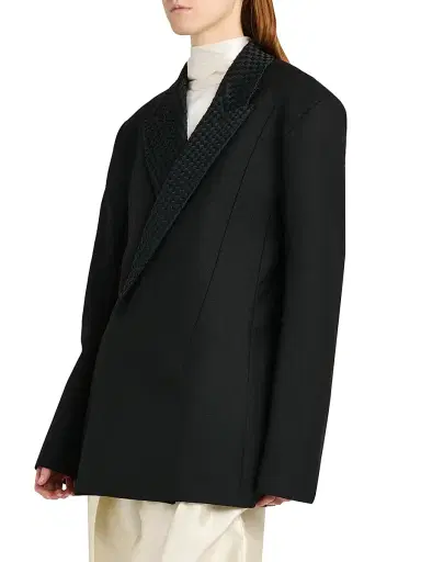 Bottega Veneta Women's Intrecciato Lapel Wool-Mohair-Blend Blazer - Double Black - Size 10 | Thumbnail 4 Bottega Veneta Women's Intrecciato Lapel Wool-Mohair-Blend Blazer - Double Black - Size 10 | Thumbnail 4