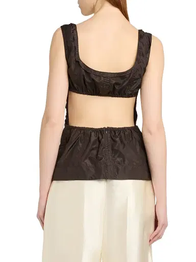 Bottega Veneta Women's Draped Open-Back Silk Top - Dark Carrubo - Size 6 | Thumbnail 5 Bottega Veneta Women's Draped Open-Back Silk Top - Dark Carrubo - Size 6 | Thumbnail 5