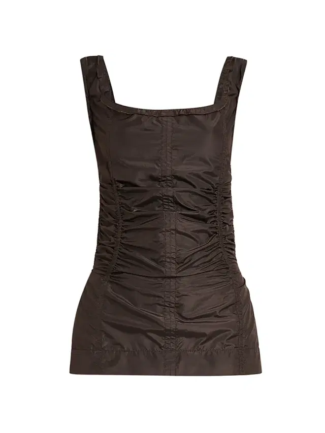 Women's Draped Open-Back Silk Top - Dark Carrubo