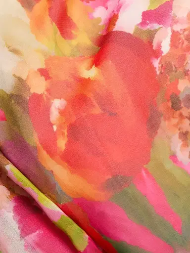 BADGLEY MISCHKA Women's Floral Georgette Frill A-Line Gown - Pink Multi - Size 16 | Thumbnail 7