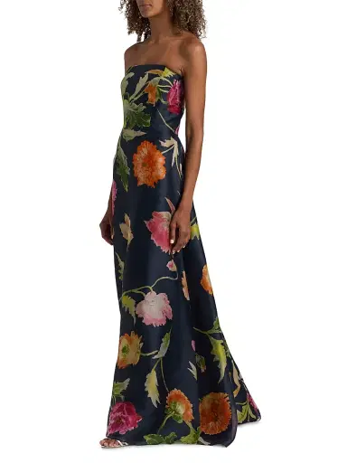 Carolina Herrera Women's Floral Silk Strapless A-Line Gown - Midnight Multi | Thumbnail 2
