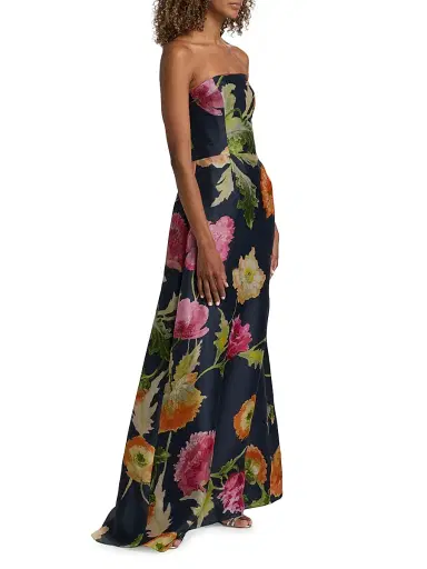 Carolina Herrera Women's Floral Silk Strapless A-Line Gown - Midnight Multi | Thumbnail 4