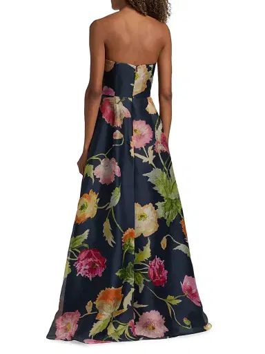 Carolina Herrera Women's Floral Silk Strapless A-Line Gown - Midnight Multi | Thumbnail 5