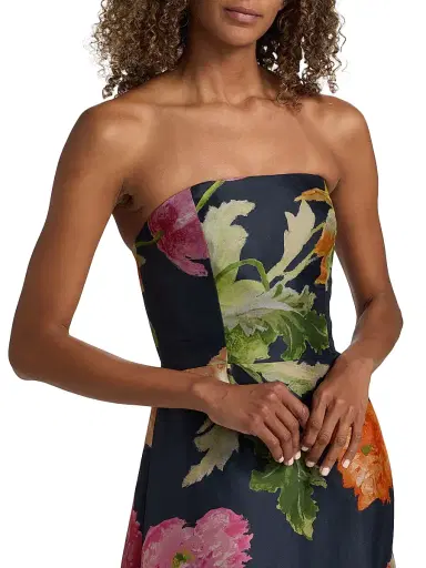 Carolina Herrera Women's Floral Silk Strapless A-Line Gown - Midnight Multi | Thumbnail 6