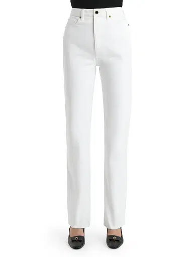 Khaite Women's Danielle Mid-Rise Straight-Leg Jeans - White | Thumbnail 3 Khaite Women's Danielle Mid-Rise Straight-Leg Jeans - White | Thumbnail 3