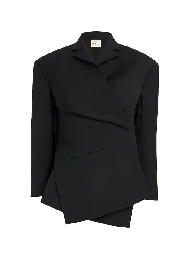 Women's Palto Wool-Silk Asymmetric Jacket - Black