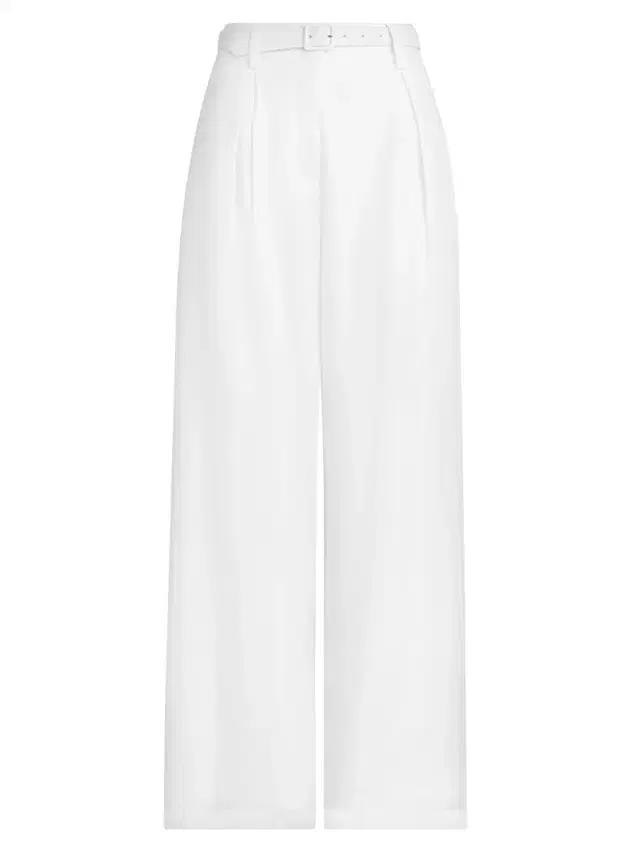 Favorite Daughter Women's The Miranda Pleated Linen-Blend Wide-Leg Pants - White