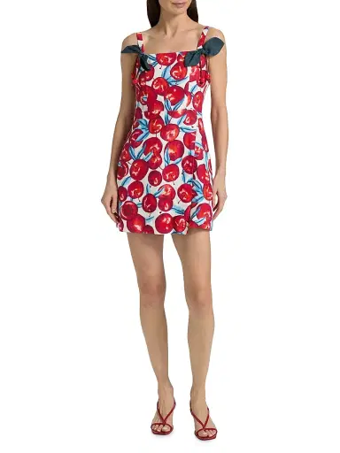 Farm Rio Women's Cherry Blossom Linen A-Line Minidress - Cream - Size XL | Thumbnail 2 Farm Rio Women's Cherry Blossom Linen A-Line Minidress - Cream - Size XL | Thumbnail 2