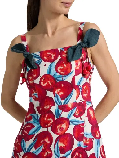 Farm Rio Women's Cherry Blossom Linen A-Line Minidress - Cream - Size XL | Thumbnail 6 Farm Rio Women's Cherry Blossom Linen A-Line Minidress - Cream - Size XL | Thumbnail 6