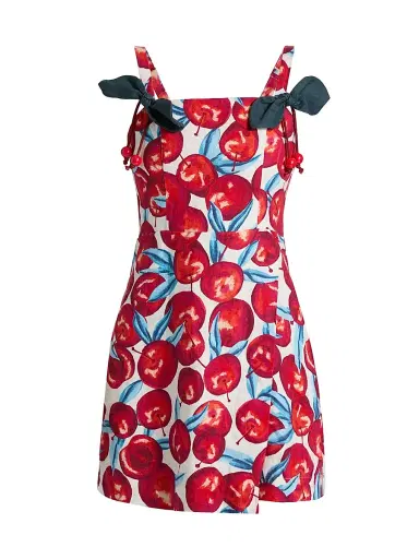 Farm Rio Women's Cherry Blossom Linen A-Line Minidress - Cream - Size XL | Thumbnail 1 Farm Rio Women's Cherry Blossom Linen A-Line Minidress - Cream - Size XL | Thumbnail 1