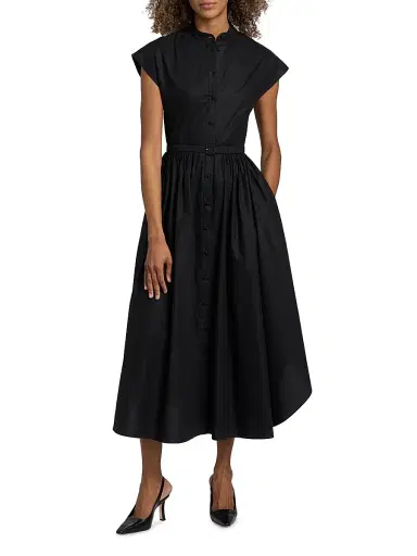 Adam Lippes Women's Genevieve Cotton Poplin Shirtdress - Black - Size 2 | Thumbnail 2
