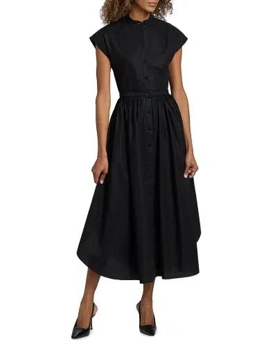 Adam Lippes Women's Genevieve Cotton Poplin Shirtdress - Black - Size 2 | Thumbnail 3