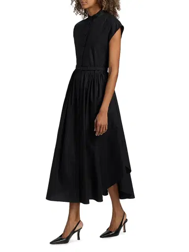 Adam Lippes Women's Genevieve Cotton Poplin Shirtdress - Black - Size 2 | Thumbnail 4