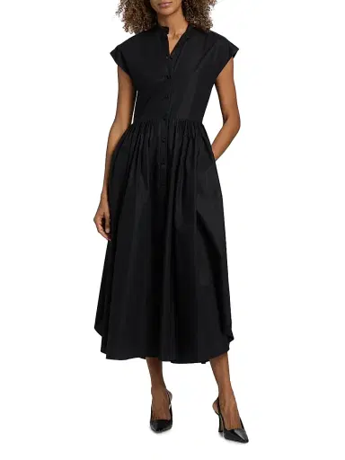 Adam Lippes Women's Genevieve Cotton Poplin Shirtdress - Black - Size 2 | Thumbnail 6