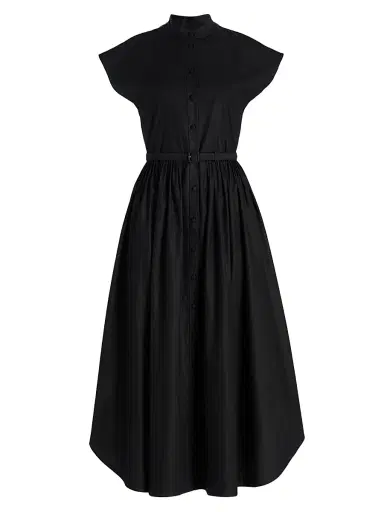 Adam Lippes Women's Genevieve Cotton Poplin Shirtdress - Black - Size 2 | Thumbnail 1