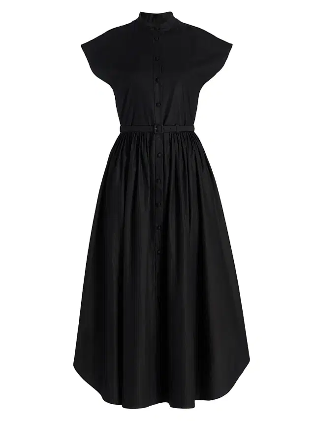 Women's Genevieve Cotton Poplin Shirtdress - Black