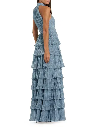 Mac Duggal Women's Metallic Pleated Tiered Gown | Thumbnail 2 Mac Duggal Women's Metallic Pleated Tiered Gown | Thumbnail 2