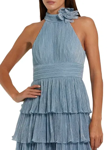 Mac Duggal Women's Metallic Pleated Tiered Gown | Thumbnail 3 Mac Duggal Women's Metallic Pleated Tiered Gown | Thumbnail 3