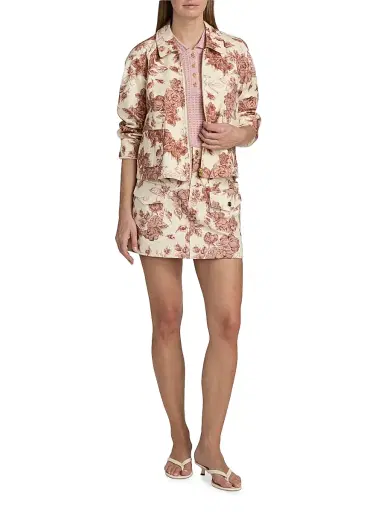 Cara Cara Women's Andrew Trapeze Crop Jacket - Tossed Floral Ginger - Size Medium | Thumbnail 2