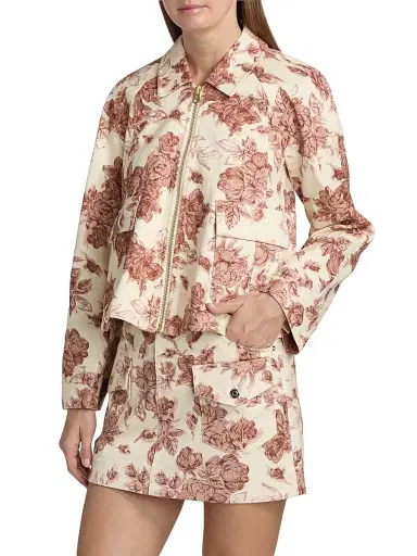 Cara Cara Women's Andrew Trapeze Crop Jacket - Tossed Floral Ginger - Size Medium | Thumbnail 4