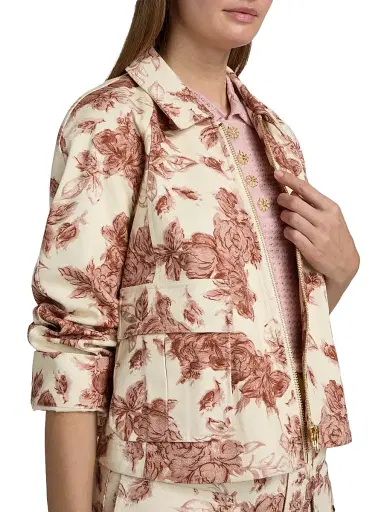 Cara Cara Women's Andrew Trapeze Crop Jacket - Tossed Floral Ginger - Size Medium | Thumbnail 6
