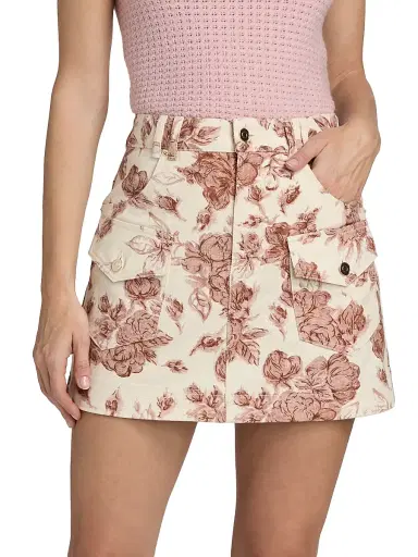 Cara Cara Women's Wayne Floral Denim Miniskirt - Tossed Floral Ginger - Size 12 | Thumbnail 3 Cara Cara Women's Wayne Floral Denim Miniskirt - Tossed Floral Ginger - Size 12 | Thumbnail 3