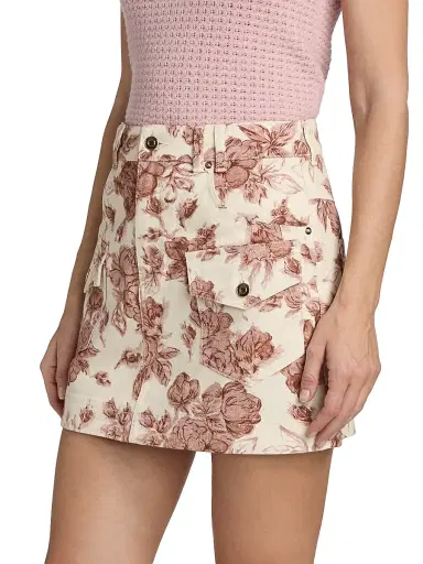 Cara Cara Women's Wayne Floral Denim Miniskirt - Tossed Floral Ginger - Size 12 | Thumbnail 4 Cara Cara Women's Wayne Floral Denim Miniskirt - Tossed Floral Ginger - Size 12 | Thumbnail 4