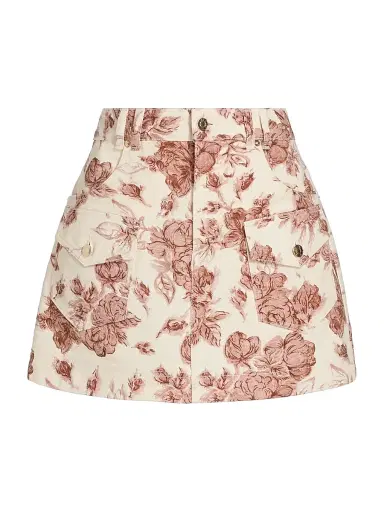 Cara Cara Women's Wayne Floral Denim Miniskirt - Tossed Floral Ginger - Size 12 | Thumbnail 1 Cara Cara Women's Wayne Floral Denim Miniskirt - Tossed Floral Ginger - Size 12 | Thumbnail 1