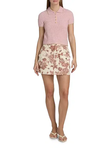 Cara Cara Women's Melody Pointelle-Knit Polo Top | Thumbnail 2 Cara Cara Women's Melody Pointelle-Knit Polo Top | Thumbnail 2