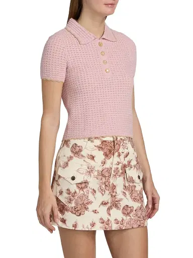 Cara Cara Women's Melody Pointelle-Knit Polo Top | Thumbnail 4 Cara Cara Women's Melody Pointelle-Knit Polo Top | Thumbnail 4