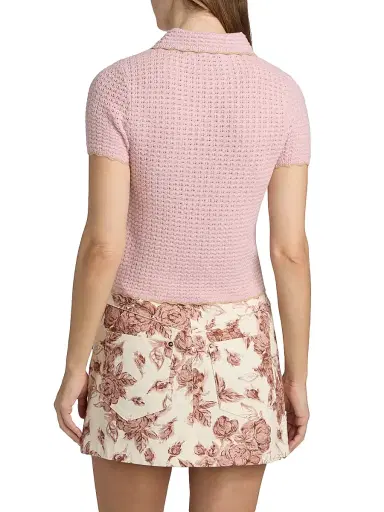 Cara Cara Women's Melody Pointelle-Knit Polo Top | Thumbnail 5 Cara Cara Women's Melody Pointelle-Knit Polo Top | Thumbnail 5