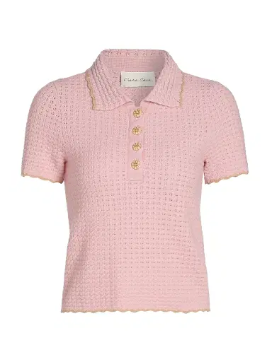 Cara Cara Women's Melody Pointelle-Knit Polo Top | Thumbnail 1 Cara Cara Women's Melody Pointelle-Knit Polo Top | Thumbnail 1